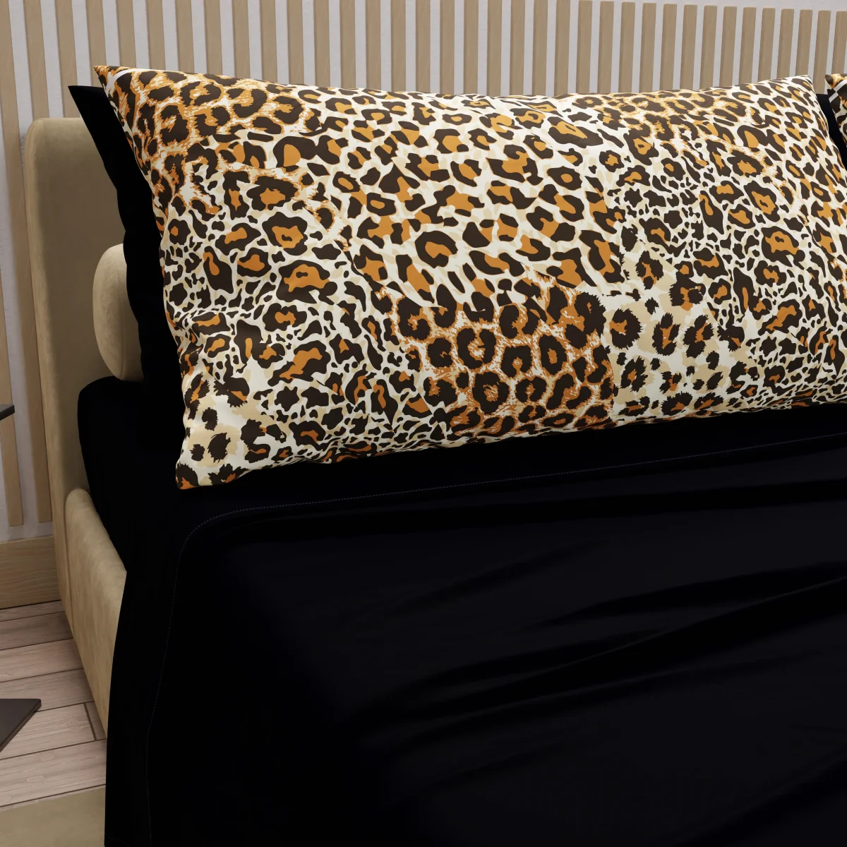 Lenzuola in Cotone, Completo Letto con Federe in Stampa Digitale Animalier Maculato