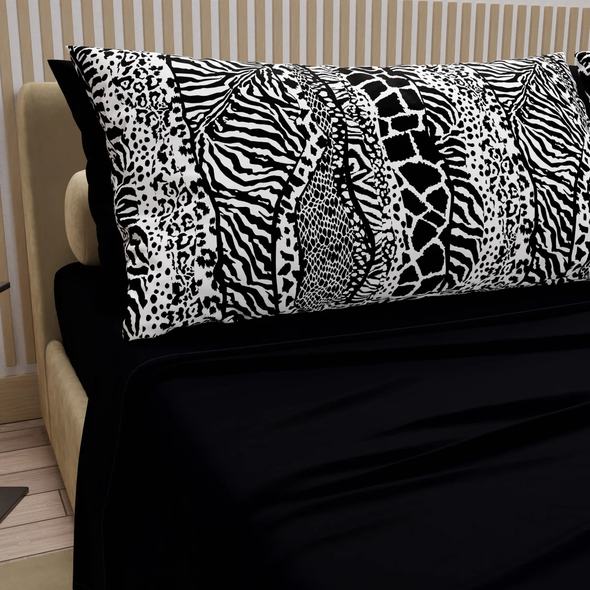 Lenzuola in Cotone, Completo Letto con Federe in Stampa Digitale Animalier Zebrato